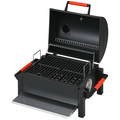 Gril na dřevěné uhlí 68,5x50x54 cm | černý č.4