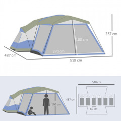 Kempinkový stan pro 6-8 osob 518x487x237 cm | modrý č.2
