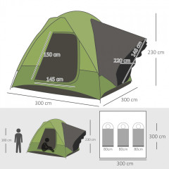 Kempinkový stan pro 4-5 osob 300 x 300 x 230 cm | zelený č.2
