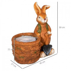 Květináč na bylinky s designu zajíčka 45x27x50cm | hnědý č.3