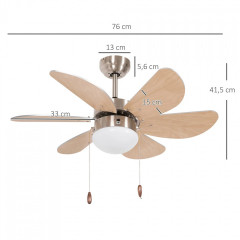 Stropní ventilátor se světlem | 76 x 76 x 41,5 cm č.3