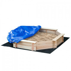 Dětské pískoviště s krytem 139,5 x 139,5 x 21,5 cm | přírodní + modré č.3