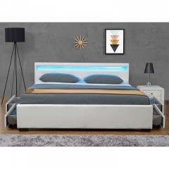 Čalouněná postel Lyon s úložným prostorem a LED osvětlením 140 x 200 cm | bílá č.3