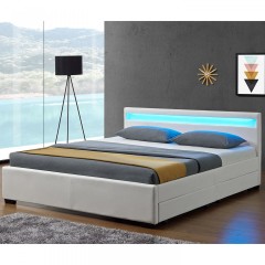 Čalouněná postel Lyon s úložným prostorem a LED osvětlením 140 x 200 cm | bílá č.1
