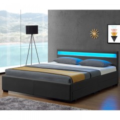 Čalouněná postel Lyon s úložným prostorem a LED osvětlením 140 x 200 cm | šedá č.2