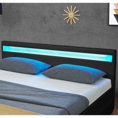 Čalouněná postel Lyon s úložným prostorem a LED osvětlením 140 x 200 cm | černá č.2