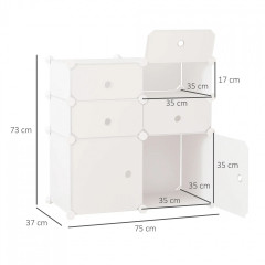 Policový botník s úložnými boxy 75x37x73 cm | bílý č.2