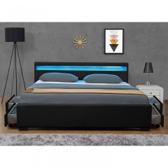 Čalouněná postel Lyon s úložným prostorem a LED osvětlením 180 x 200 cm | černá č.3
