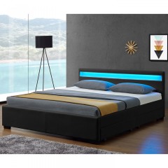 Čalouněná postel Lyon s úložným prostorem a LED osvětlením 180 x 200 cm | černá č.2