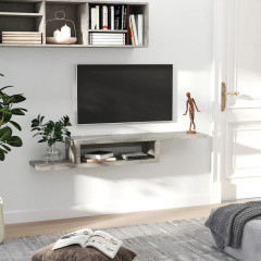 Závěsná police na TV 152,4 x 29,8 x 21 cm | cementově šedá č.1