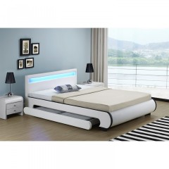 Čalouněná postel Bilbao s úložným prostorem a LED osvětlením 140 x 200 cm | bílá č.1