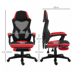 Ergonomická židle 58x63x112-122 cm | červená a černá č.3