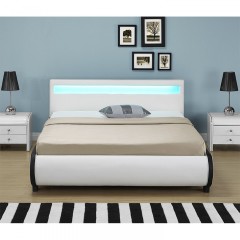 Čalouněná postel Bilbao s úložným prostorem a LED osvětlením 140 x 200 cm | bílá č.2