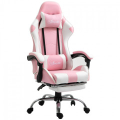 Herní ergonomické kancelářské křeslo | růžové a bílé č.2