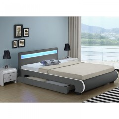 Čalouněná postel Bilbao s úložným prostorem a LED osvětlením 140 x 200 cm | šedá č.2
