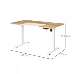Elektricky nastavitelný PC stůl |140 x 70 x 72-116 cm bílý č.2