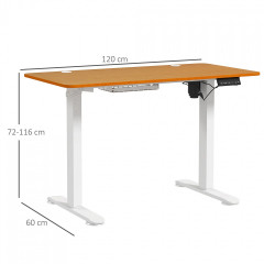 Stojací stůl Vinsetto 120x60x72-116cm | přírodní+bílá č.2
