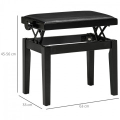 Výškově nastavitelná klavírní lavice 63x33x45-56 cm | černá č.3