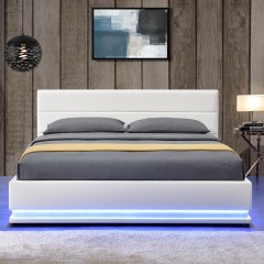 Čalouněná postel Toulouse s úložným prostorem a LED osvětlením 140 x 200 cm | bílá č.3