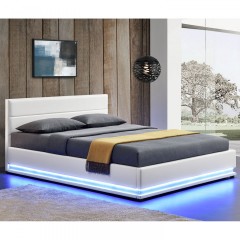 Čalouněná postel Toulouse s úložným prostorem a LED osvětlením 140 x 200 cm | bílá