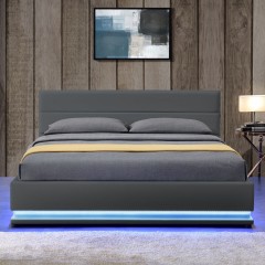Čalouněná postel Toulouse s úložným prostorem a LED osvětlením 140 x 200 cm | šedá č.2
