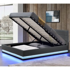 Čalouněná postel Toulouse s úložným prostorem a LED osvětlením 140 x 200 cm | šedá č.3