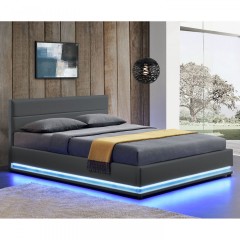Čalouněná postel Toulouse s úložným prostorem a LED osvětlením 140 x 200 cm | šedá