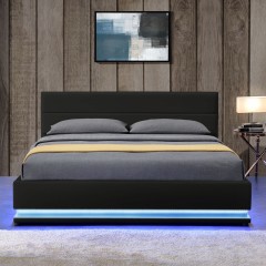 Čalouněná postel Toulouse s úložným prostorem a LED osvětlením 140 x 200 cm | černá č.3