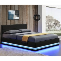 Čalouněná postel Toulouse s úložným prostorem a LED osvětlením 140 x 200 cm | černá č.1