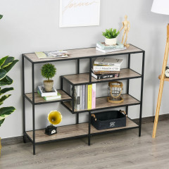 Regál v industriálním stylu 120x32x95 cm | černý + dub č.1