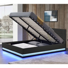 Čalouněná postel Toulouse s úložným prostorem a LED osvětlením 140 x 200 cm | černá č.2