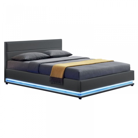 Čalouněná postel Toulouse s úložným prostorem a LED osvětlením 180 x 200 cm | šedá č.6