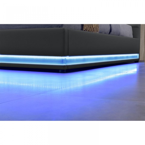 Čalouněná postel Toulouse s úložným prostorem a LED osvětlením 180 x 200 cm | šedá č.5