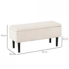 Lavice s úložným prostorem 95x38x45 cm | krémová č.2