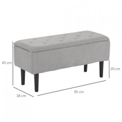 Lavice s úložným prostorem 95 x 38 x 45 cm | šedá č.2