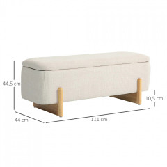 Čalouněná lavice s úložným prostorem 111 x 44 x 44,5 cm | krémová č.2
