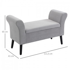 Moderní čalouněná lavice s úložným prostorem 115.5x43.5x66 cm | světle šedá č.2