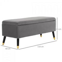 Čalouněná lavice s úložným prostorem 110 x 43 x 45 cm | popelavě šedá č.2
