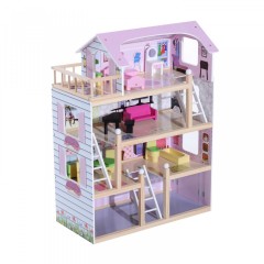 Dřevěný 4 patrový domeček pro panenky s nábytkem č.2